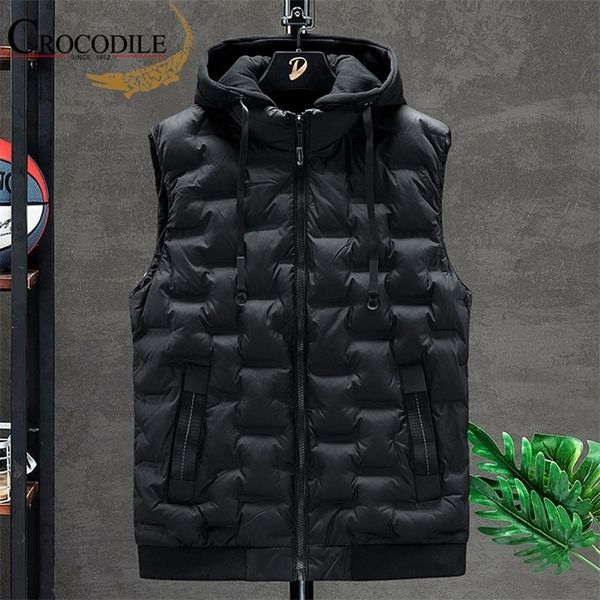 

mens vests brand selling winter down men casual waistcoat sleeveless jackets male hooded 220927, Black;white