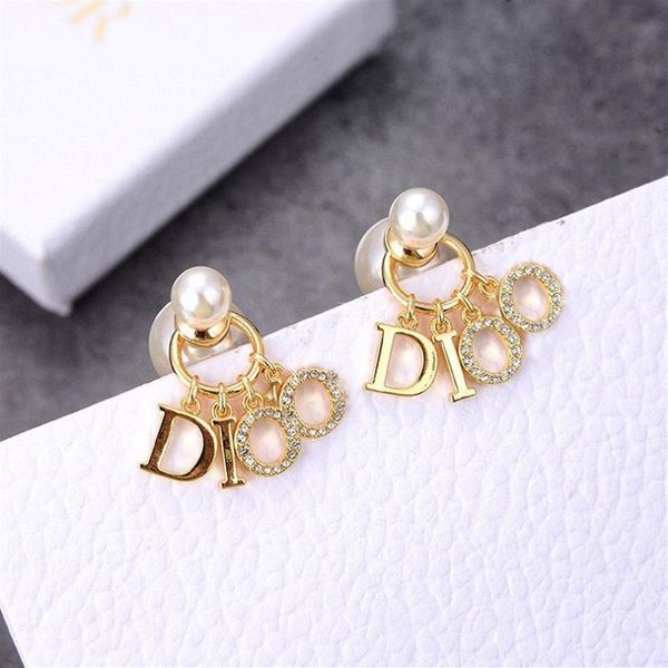 

shinng temperament pearl stud earrings for lady women party wedding lovers gift engagement jewelry for bride with box234u, Golden;silver