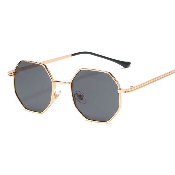 

2022 square sunglasses new ladies retro classic fishing glasses men women luxury polygon metal frame gold green eyewear uv400 0928, White;black