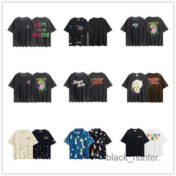 

mens t-shirts galery dept designer tee 2022 new basic graffiti washed old print loose round neck short sleeve t-shirt, White;black