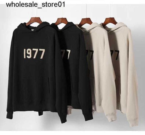 

men's hoodies designer sweatshirts essential winter season streetwear loose fashion brand flocking printing hooded pullover, Black