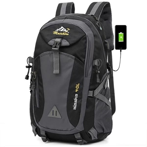 

school bags men's women's 40l waterproof backpack usb climbing travel bag men outdoor sports camping hiking backpack pack for male