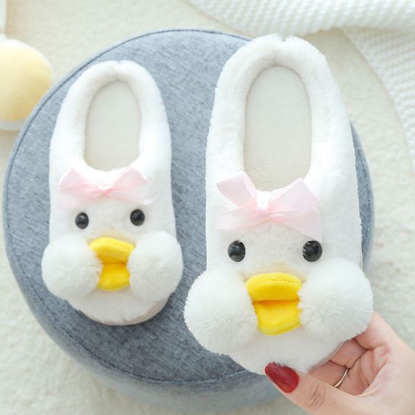 

slipper little duck indoor home fluffy slippers children  cotton girl warm soft bottom non slip foot 220928, Black;grey