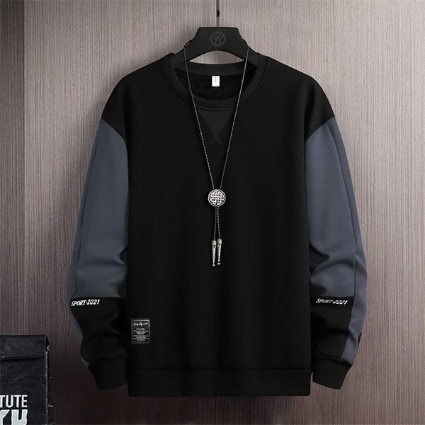 

mens hoodies sweatshirts solid color black white patchwork sweatshirt mens hoodies spring autumn hoody casual streetwear clothes 220928