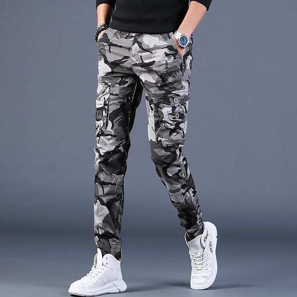 

men's jeans men slim fit denim pants camouflage multi pocket jogging stylish sports street trendy cargo jeans 220927, Blue