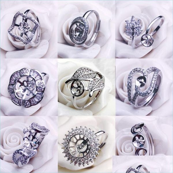 

jewelry settings diy ring pearl settings 9 style sier for women suitable 6-9mm adjustable size fashion jewelry wedding drop delivery 2 dhyii, Slivery;crystal