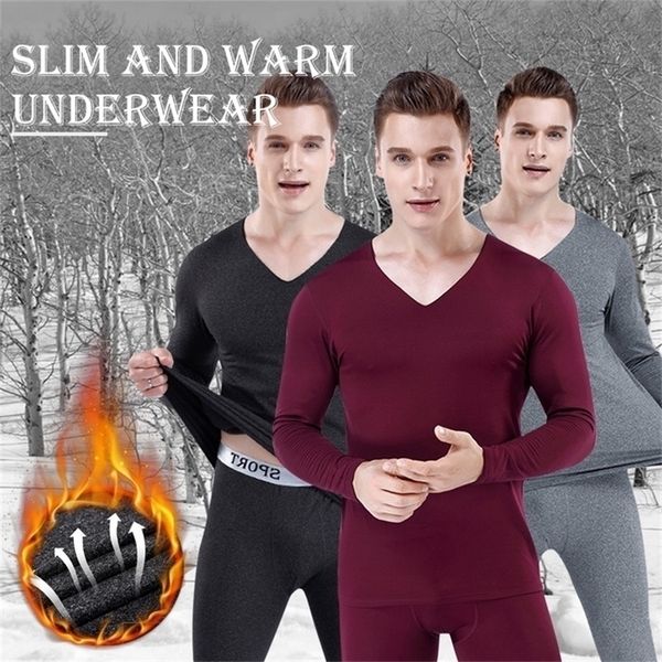 

men's thermal underwear long johns for male winter thick thermo sets clothes men keep warm 4xl 220928, Black;white