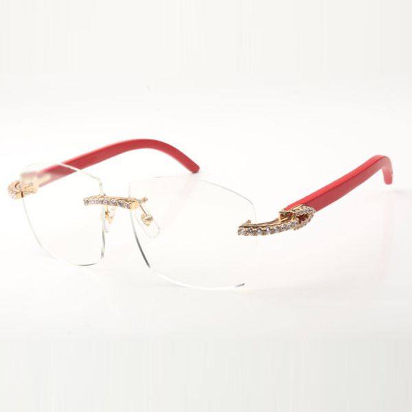 

new large frame transparent lens 4189706 natural l size diamond wooden legs suitable for men and women to wear lens thickness 3mm, Silver