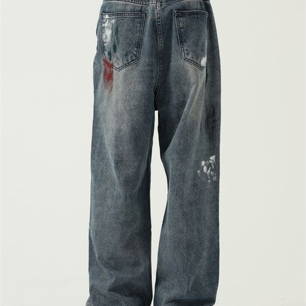 

men's jeans houzhou patchwork distressed pants ripped for y2k blue denim trousers male japanese streetwear hip hop 220927