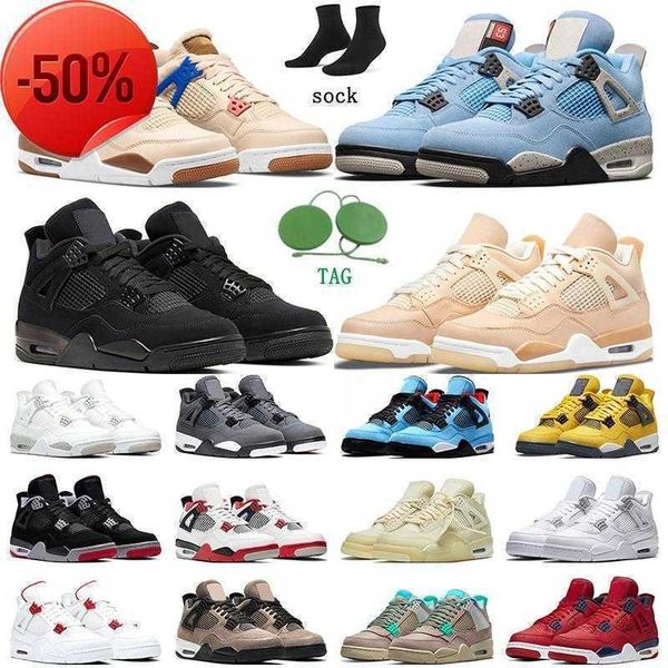 

2022 men basketball shoes 4 4s trainers lightning university blue black cat shimmer white oreo sail cool grey fire red pure money sports t