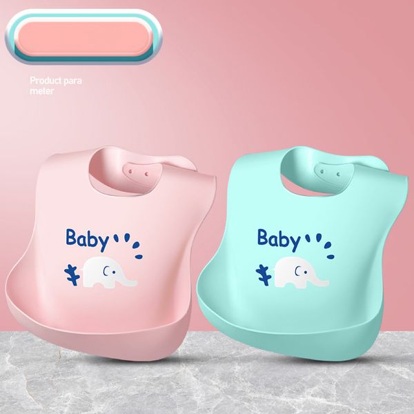 

baby bib elephant printed waterproof children's infant silicone baby's feeding bib saliva adjustable bibs & burp cloths