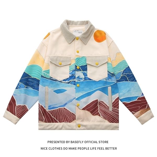 

men's jackets arrival patchwork sun sea tie dye pocket men bomber jacket retro women varsity university coat chic high streetwwear 2209, Black;brown
