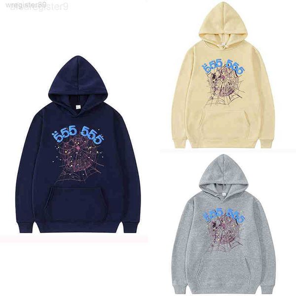 

men's hoodies sweatshirts fashion creativity sp5der 555555 hoodie men women spider web pattern sweatshirt loose clothings1, Black
