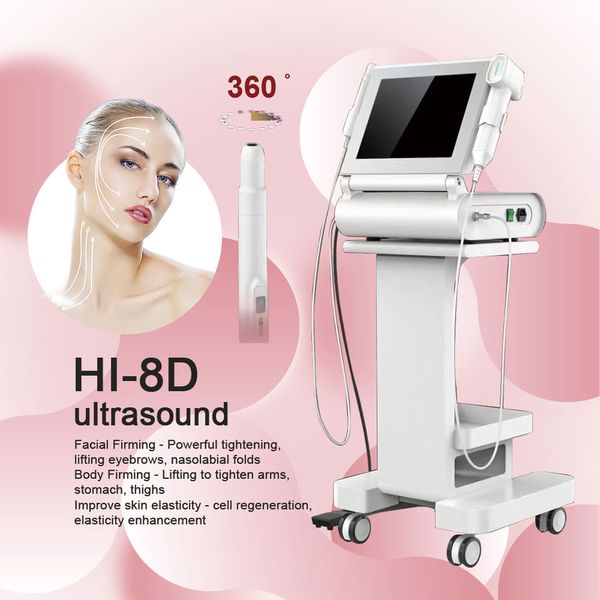 

multi-functional beauty equipment 8d hifu 8 depth cartridges ultrasound machine skin tightening face lifting wrinkle remover treatment instr, Black;white