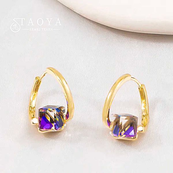 

fantastic magic color cubic zircon gold colour earrings 2022 jewelry party girl's unusual accessory for woman's luxury ear accesso, Golden