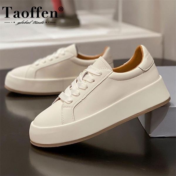 

dress shoes taoffen ins real leather women sneaker fashion height increasing casual daily ladies footwear size 34-40 220926, Black
