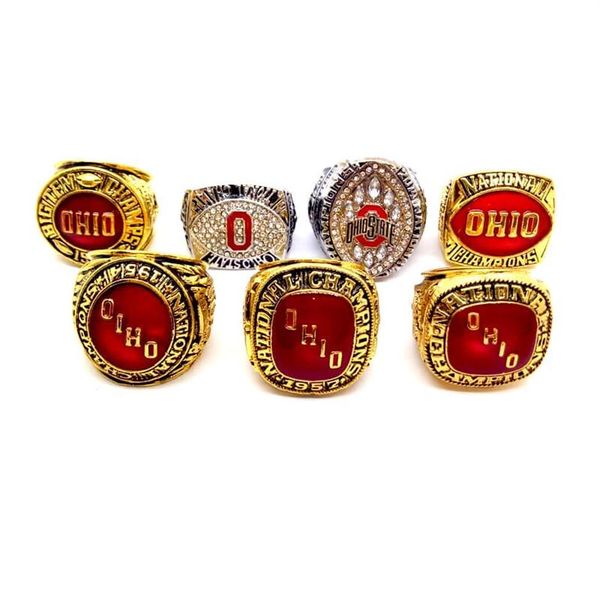 

2002-2014-1961-1968-1954-1957-1970 big ten ohio state buckeyes football world series championship ring size11232q, Silver