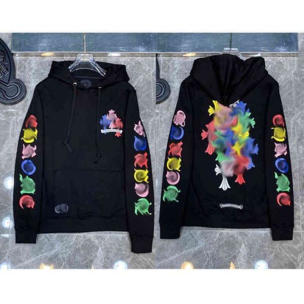 

men's hoodies sweatshirts designer chrome brand luxury jackets zipper men horseshoe cross print ch women loose coat casual pullover 29s, Black