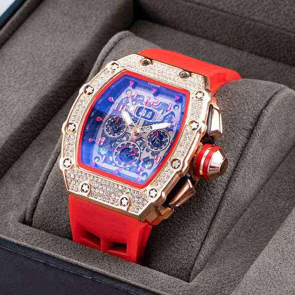 

luxury mens mechanics watch richa milles wristwatch tide men's r wine barrel cool large dial famous brand couple 8oei, Slivery;golden