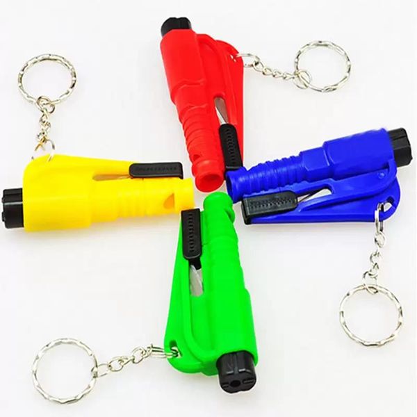 

keychain vehicle safety hammer with portable escape hammers window breaker key chain vehicle mounted multifunctional lifesaving crusher sos, Silver