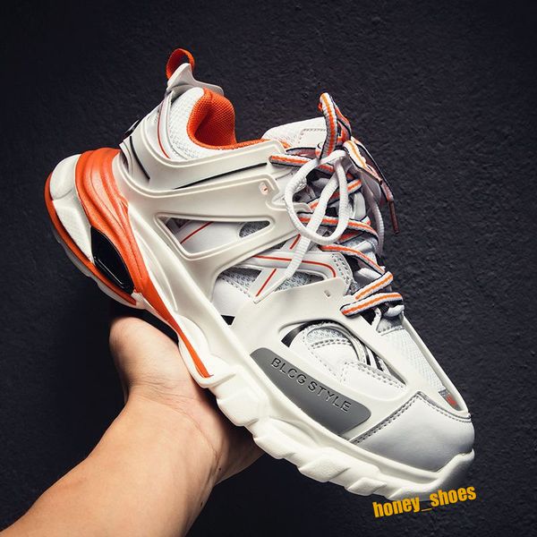 

casual shoes sneakers leather trainer luxury brand designer triple white black tess.s. gomma nylon printed platform men women track 3 3.0 h2