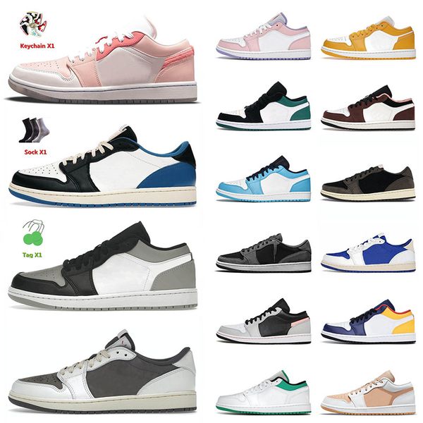 

authentic jumpman 1 1s basketball shoes dark mocha ts x cactus jack tropical twist shadow toe unc black white jorden1s sports trainers