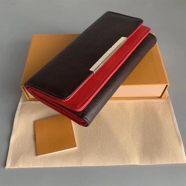 

designer-2021 leather women wallet female cell phone pocket long purses hasp coin purse card holder270q, Red;black