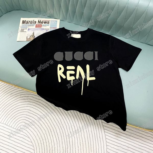 

22ss men designer t shirts tee real letter print sunshine short sleeve crew neck streetwear white xinxinbuy xs-l, Black;brown