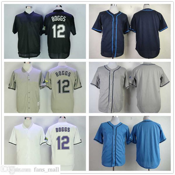 

man women youth mitchell and ness baseball jersey vintage 12 wade boggs jerseys retro, Blue;black