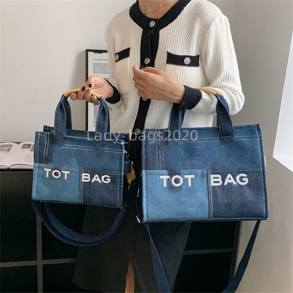 

tote bag women patchwork denim canvas handbag designer practical large capacity plain zipper shoping shoulder leather pvc handbags luxury cr