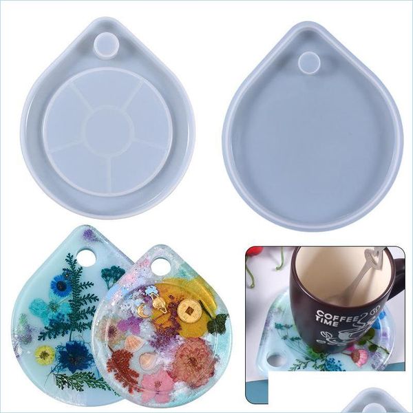 

molds resin coaster molds water drop shape with hanging hole sile mod for casting epoxy diy craft delivery 2021 jewelry tools equipmen dhhj2