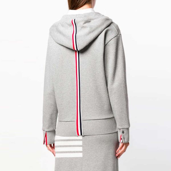 

2022 fashion brand striped hooded clothing ins loose cotton jacket tb women sweatshirts hoodies casual sportswear coat, Black