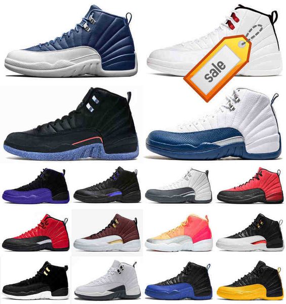 

wholesale jumpman 12s taxi playoff men basketball shoes university gold indigo black dark concord blue spot 12 sneakers sport stone size us