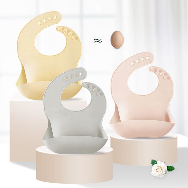 

baby bib solid color waterproof children's infant silicone baby's feeding bib saliva adjustable bibs & burp cloths
