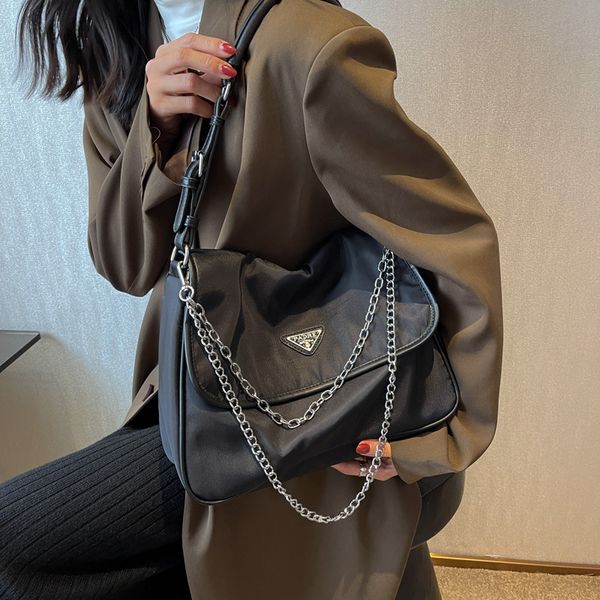 

oxford cloth messenger bags large capacity letter retro totes chain shoulder underarm bag