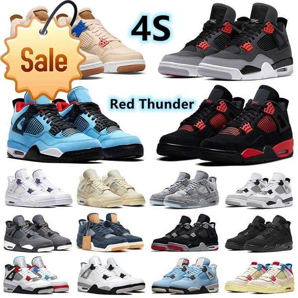 

4 4s mens basketball shoes red thunder royalty bred black cat cool grey lightning university blue shimmer white oreo infrared men women m