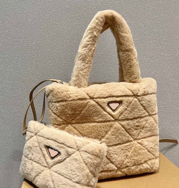 

lamb fur tote designer women famous brands women's handbag shopping bag plush embroidery versatile casual shoulder luxury wallets 0928