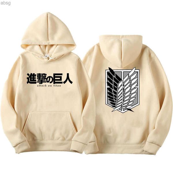 

hoodies hoodie japanese anime graphic men attack on titan harajuku sweatshirt woman oversized hppdie x0610, Black