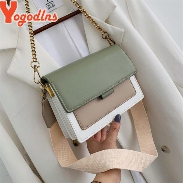 

evening bags yogodlns contrast color leather crossbody for women travel bag fashion simple shoulder lady 220926