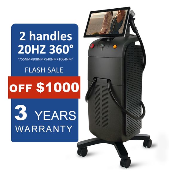 

professional diode laser 755 808 1064 nm 3 wave length hair removal machine dark skin, Black