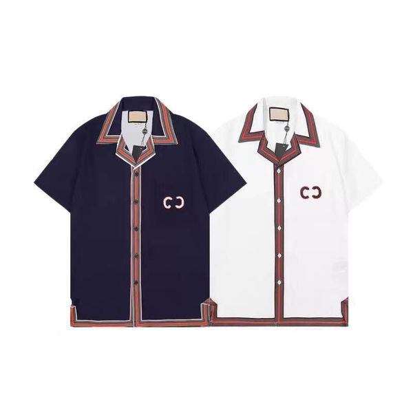 

new designer shirts beach shorts mens fashion letter print bowling casual shirts men short sleeve hawaii dress shirt business hemd clothing, White;black