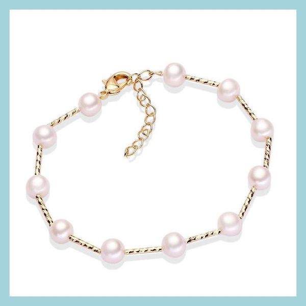 

beaded strands 100% freshwater pearl bracelet for women jewelry summer style 6-7mm white accessories gift drop delivery 2021 bracelet dhy05, Black