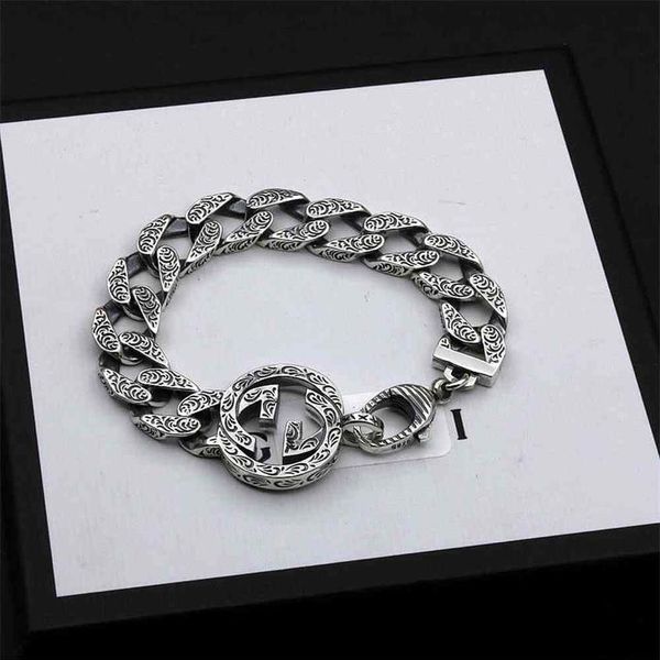 

70% off outlet online new double carved and trendsetters versatile men women lovers sterling silver bracelet valentine's day 184n, Golden;silver