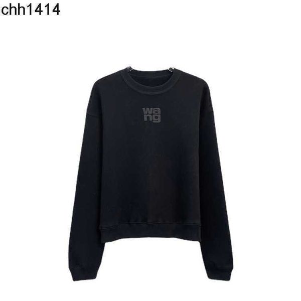 

2022 early autumn new aw big king letters foam printing round neck loose plush hoodie, Black