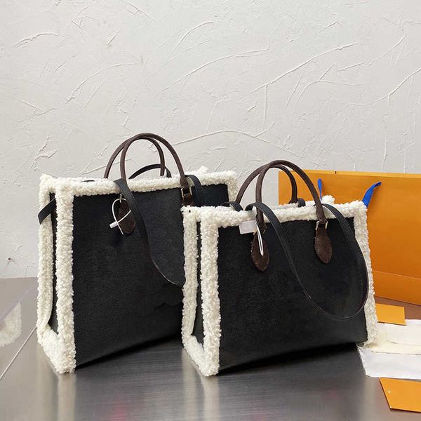 

totes autumn winter lamb swool tote bag designer women handbags fashion hairy shoulder lager shopper messenger bags female wallet 220926