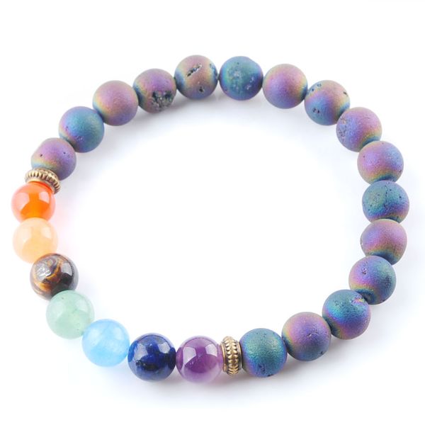 

colorful mineral stone beads strands bracelets for women 7 chakra charm bangles natural reiki healing female jewelry k3326, Black