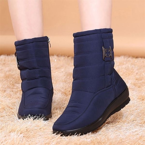 

boots winter women ankle for shoes warm fur low heel flat snow boot waterproof anti-slip botas mujer 220928, Black
