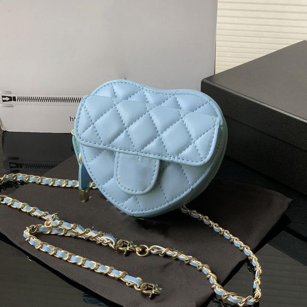 

shoulder channel bag 22p 14cm mini heart lover style lambskin waist bust crossbody bags gold metal hardware chain vanity cosmetic designer