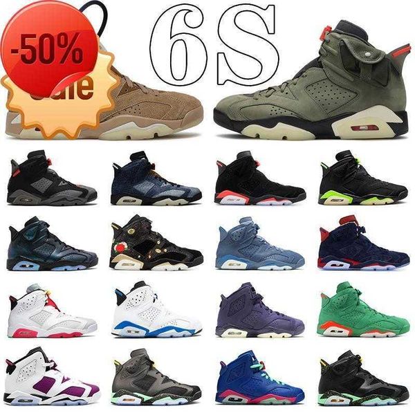 

man woman travis british khaki 6s basketball shoes unc 6 gold hoops carmine infrared midnight navy hare tech chrome electric green mens