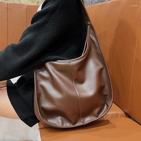 

evening bags quality soft leather shoulder for women large retro shopper bag solid color female tote handbag unique design big